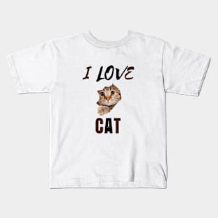 I Love Cat with Kitten Face & Eyes Kids T-Shirt